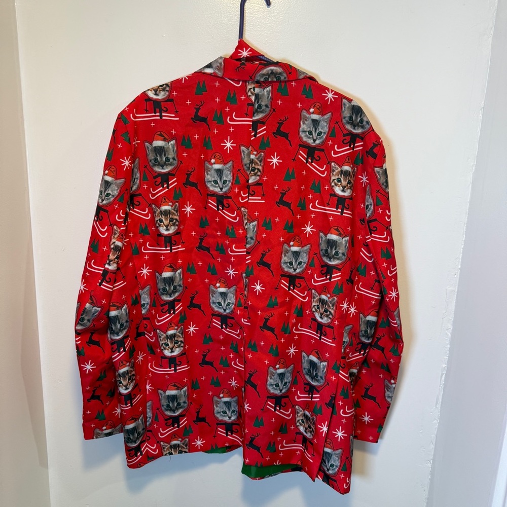 Holiday Time sports coat jacket with Christmas cats with a tie men's size 2XL‎ - Picture 2 of 4